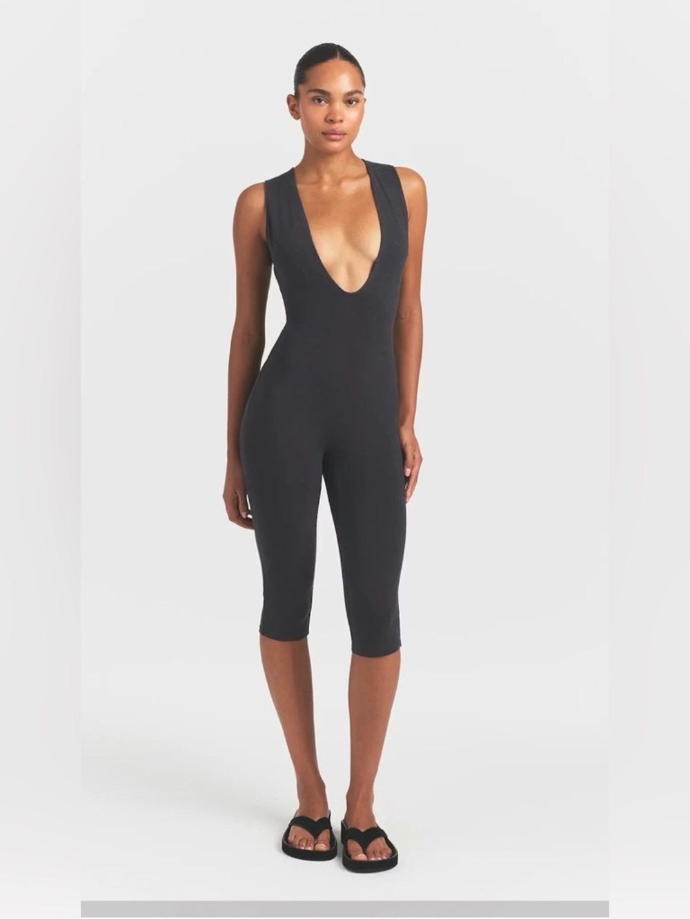 Skims outdoor deep V Black Sleeveless Jumpsuit Romper s
